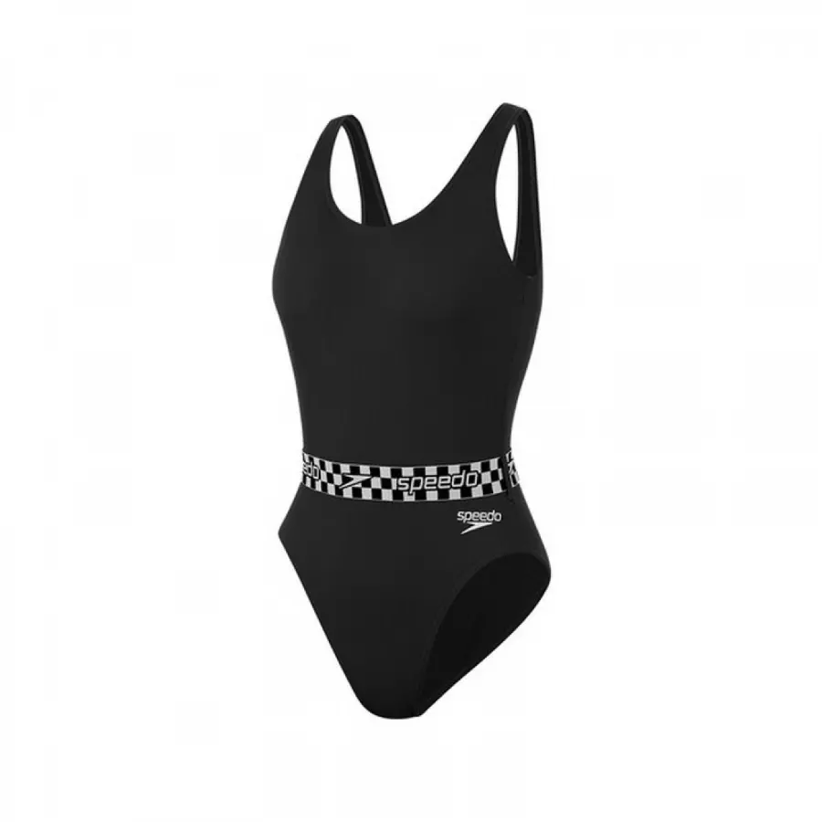 SPEEDO Women's Belted Deep Logo Deep U-Back Swimsuit